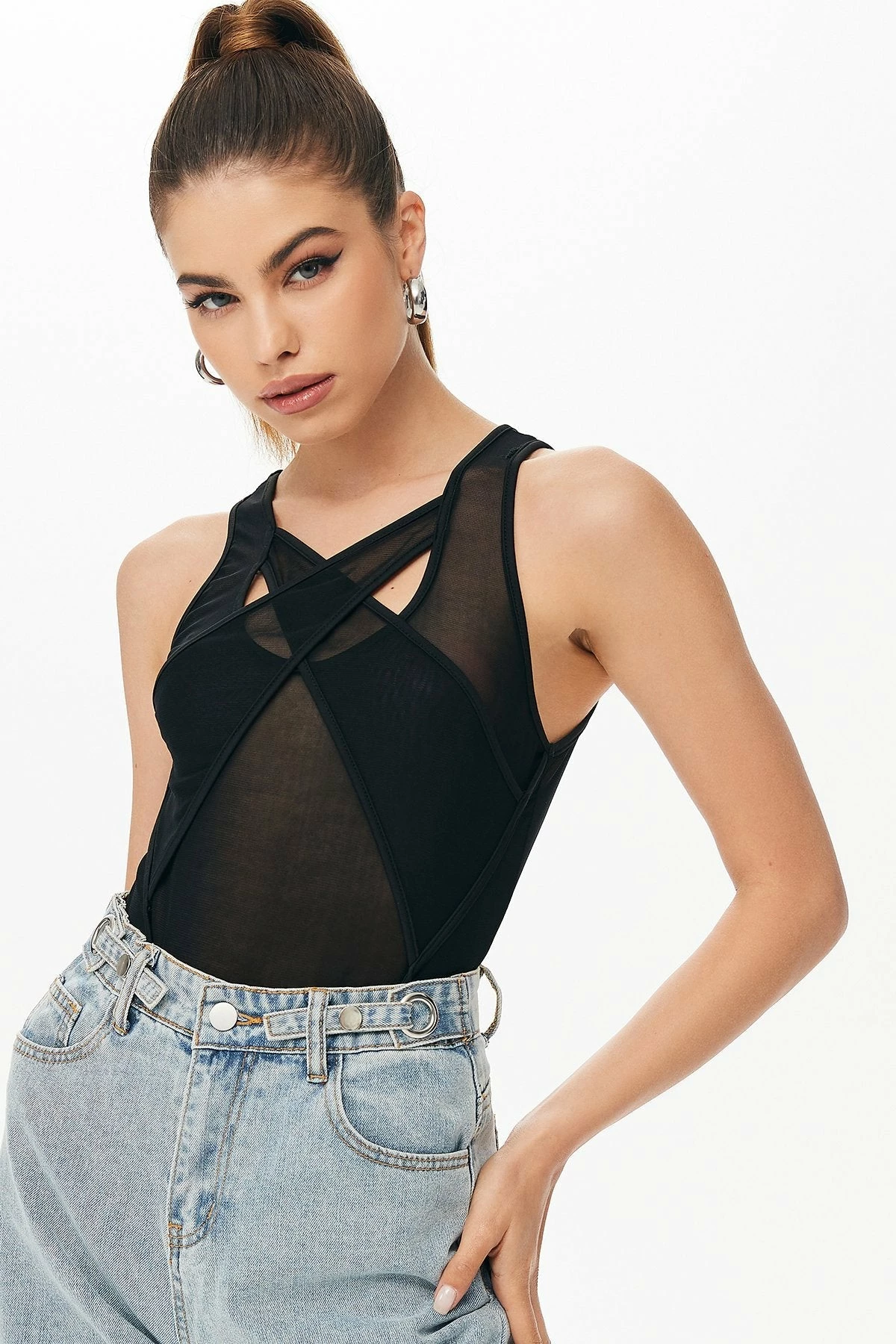 Solado Mesh Cut Out Sleeveless Bodysuit - Image 3