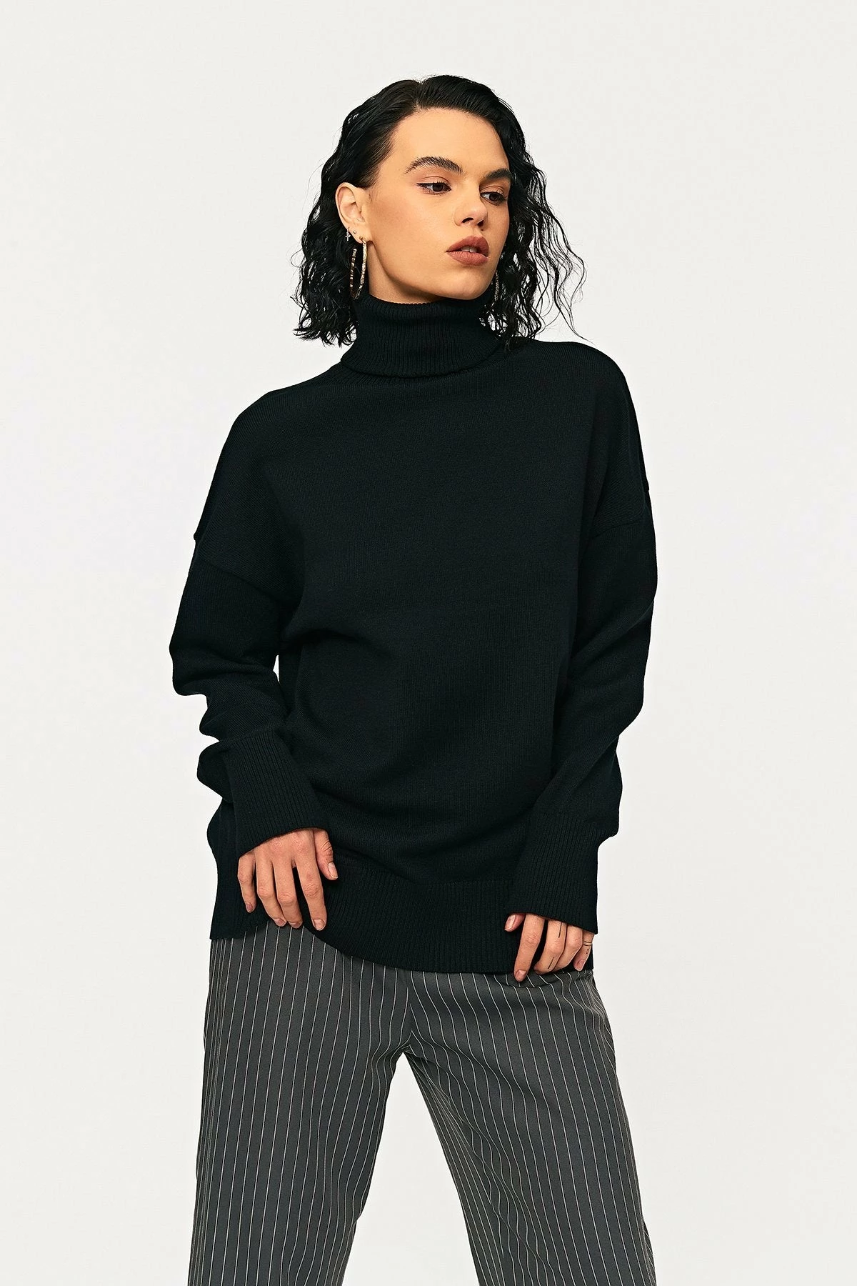 Solado High Neck Drop Shoulder Ribbed Knit Sweater 7 Solado High Neck Drop Shoulder Ribbed Knit Sweater - Image 7