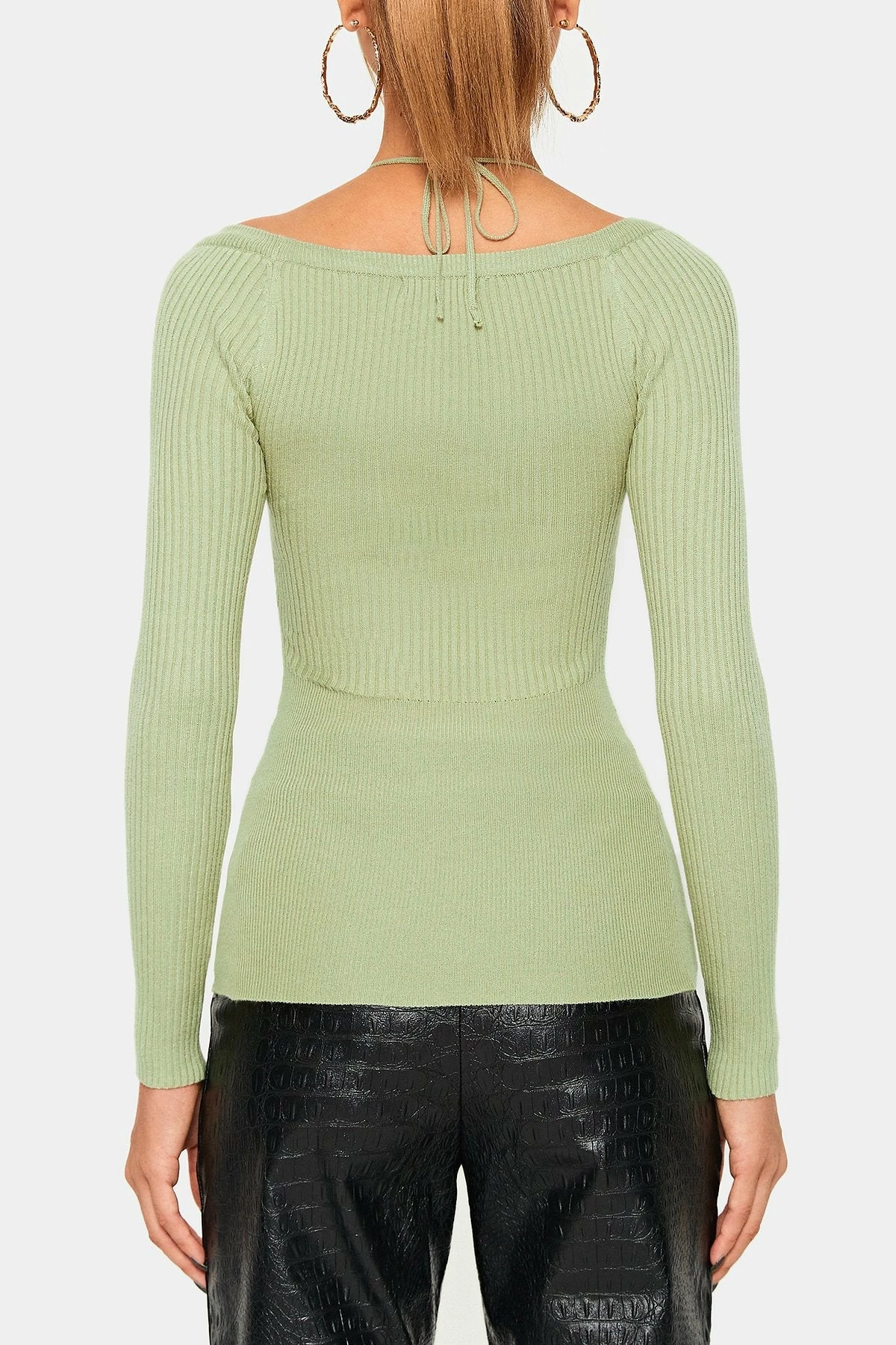 SOLADO 2 In 1 Halter Neck Long Sleeve Stripe Knit Sweater 7 SOLADO 2 In 1 Halter Neck Long Sleeve Stripe Knit Sweater - Image 7