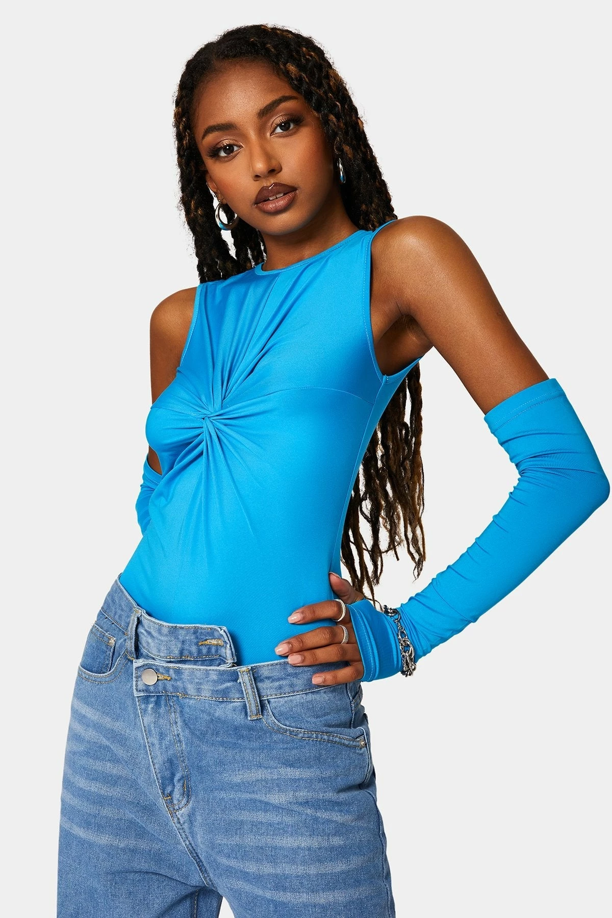 SOLADO Twist Front Round Neck Bodysuit With Oversleeve 2 SOLADO Twist Front Round Neck Bodysuit With Oversleeve - Image 2