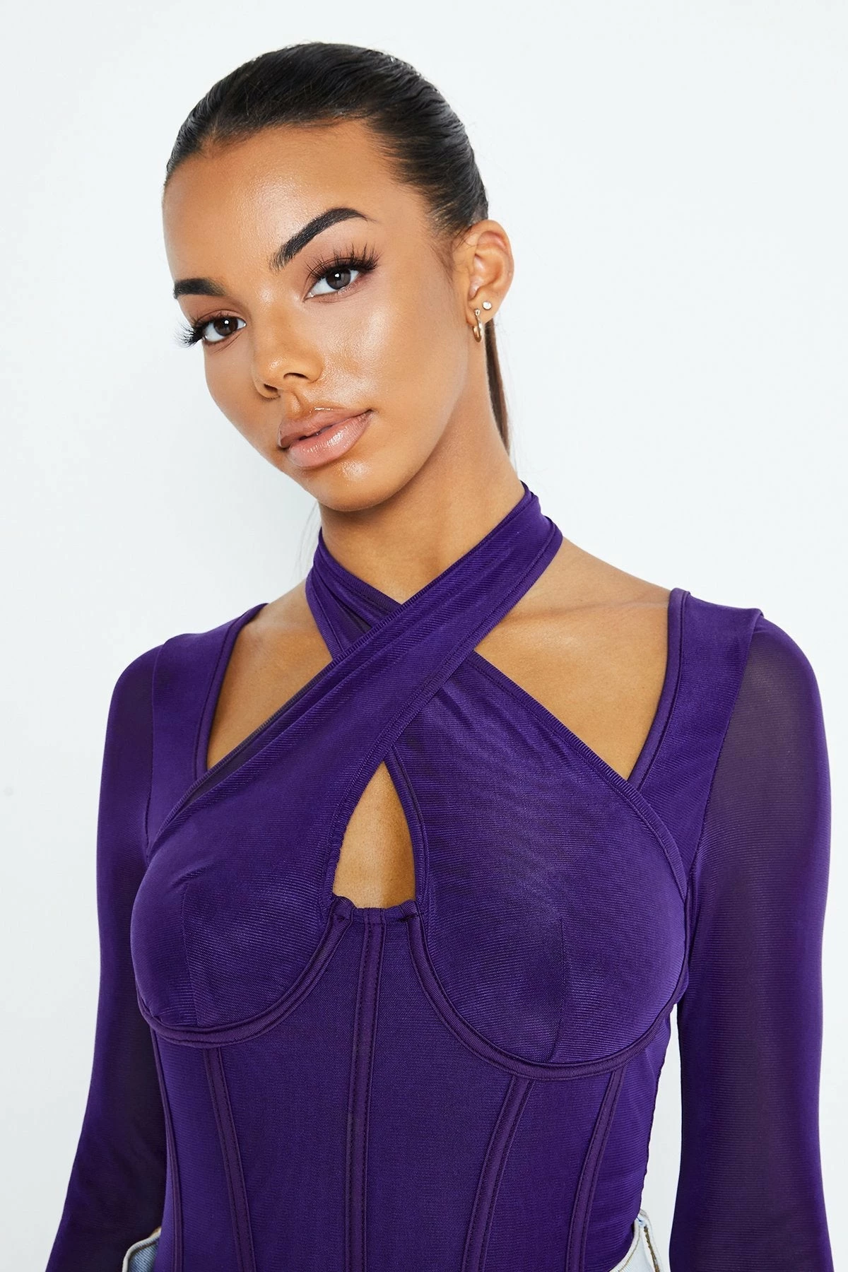 Solado Halter Neck Mesh Splicing Long Sleeve Bodysuit 4 Solado Halter Neck Mesh Splicing Long Sleeve Bodysuit - Image 4