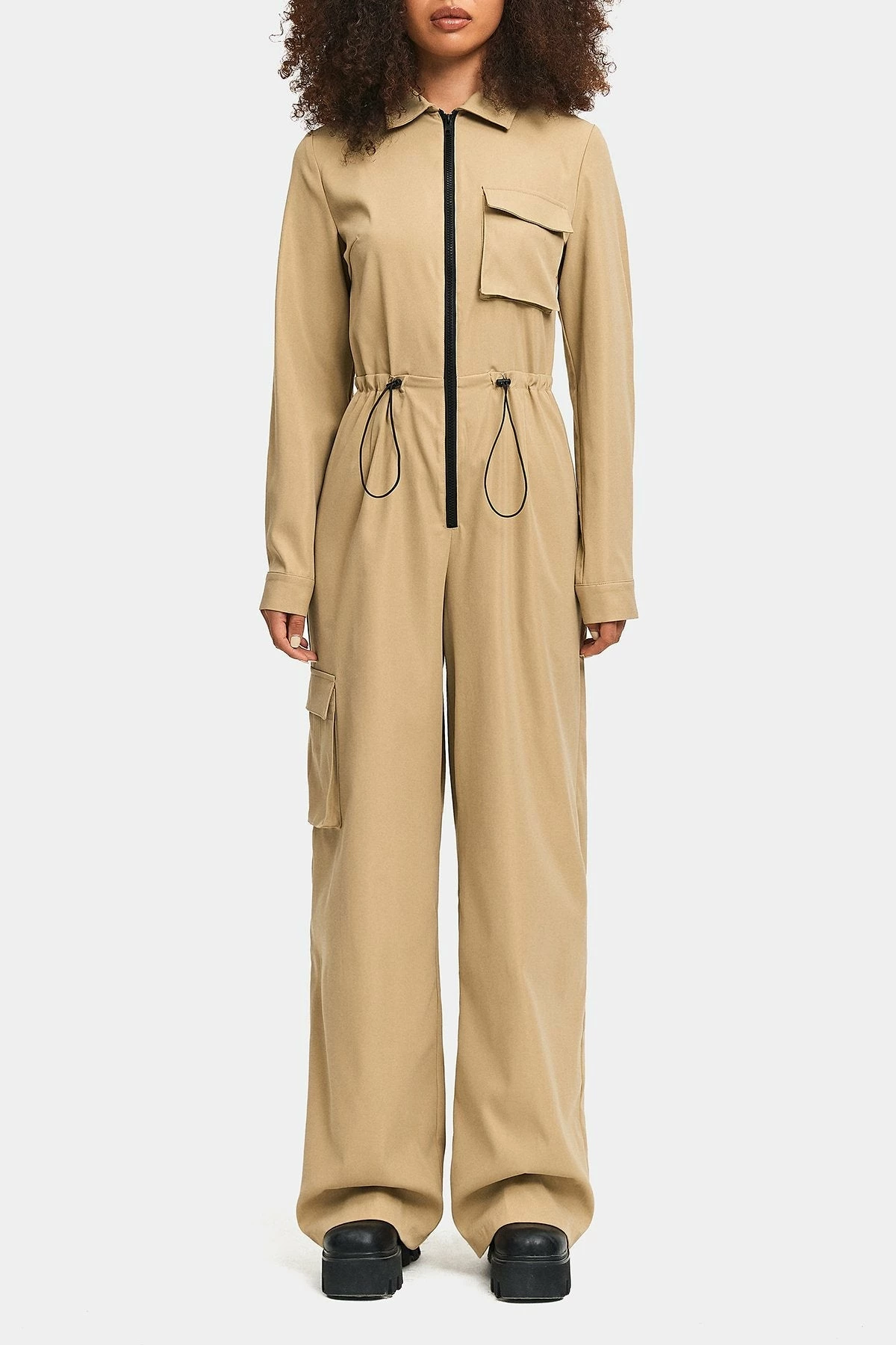 SOLADO Zipper Front Pocket Patched Drawstring Boiler Suit 6 SOLADO Zipper Front Pocket Patched Drawstring Boiler Suit - Image 6