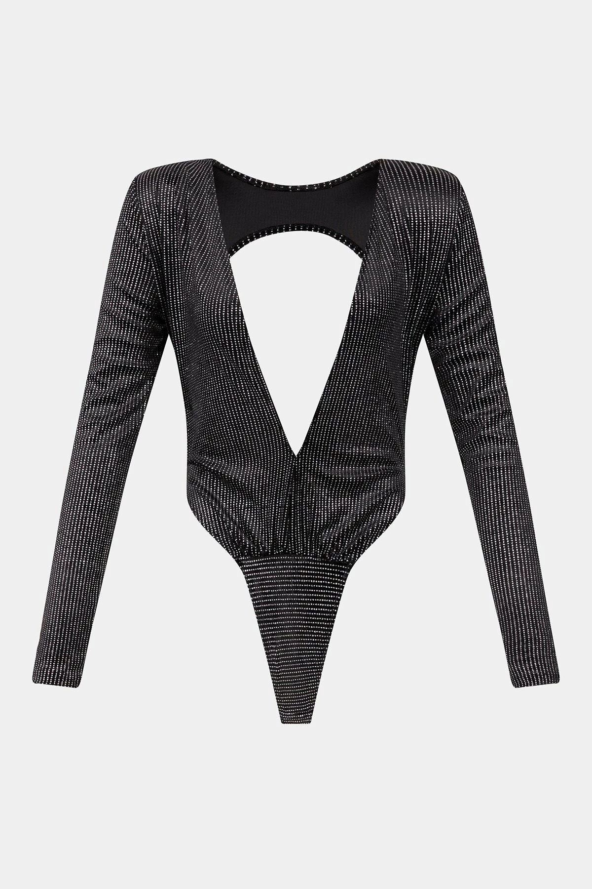SOLADO Plunging Neck Open Back Long Sleeve Bodysuit Without Necklace - Image 6