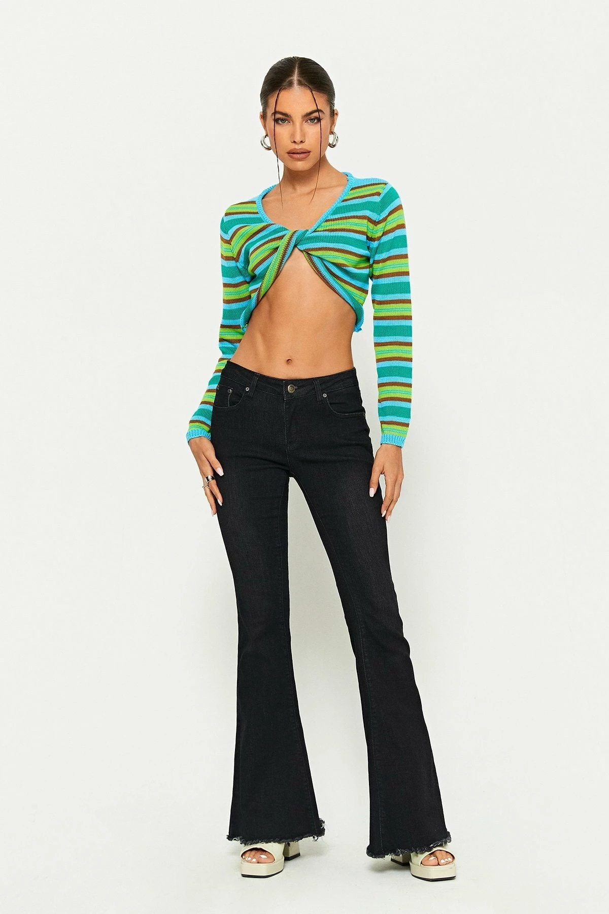 Solado Twist Front Colorblock Stripe Long Sleeve Sweater - Image 5
