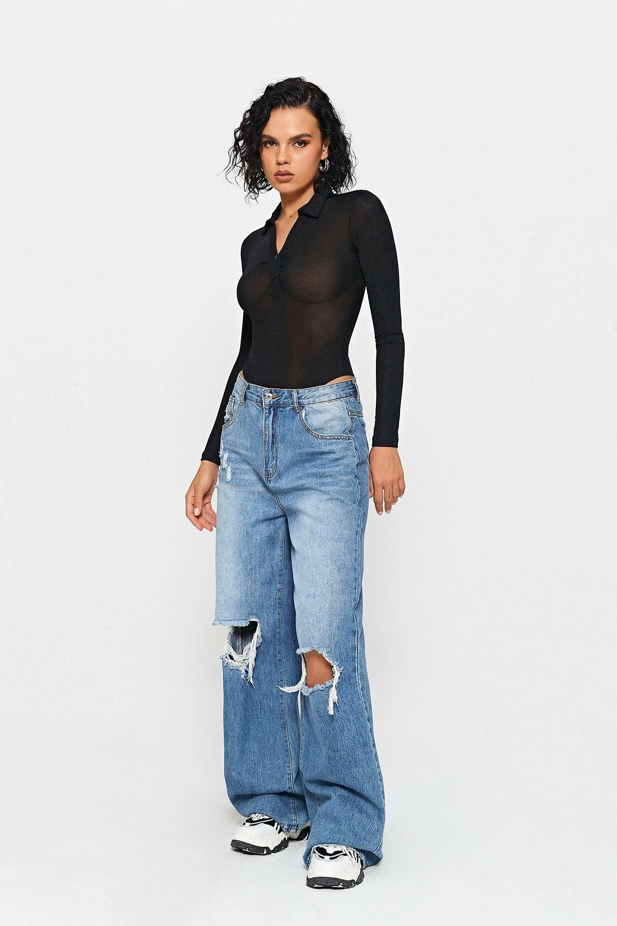 Solado Lapel Neck Half Button Long Sleeve Bodysuit - Image 4