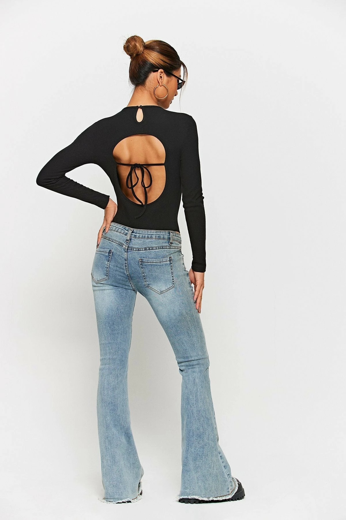 SOLADO Ribbed Open Back Tie Detail Long Sleeve Bodysuit 4 SOLADO Ribbed Open Back Tie Detail Long Sleeve Bodysuit - Image 4
