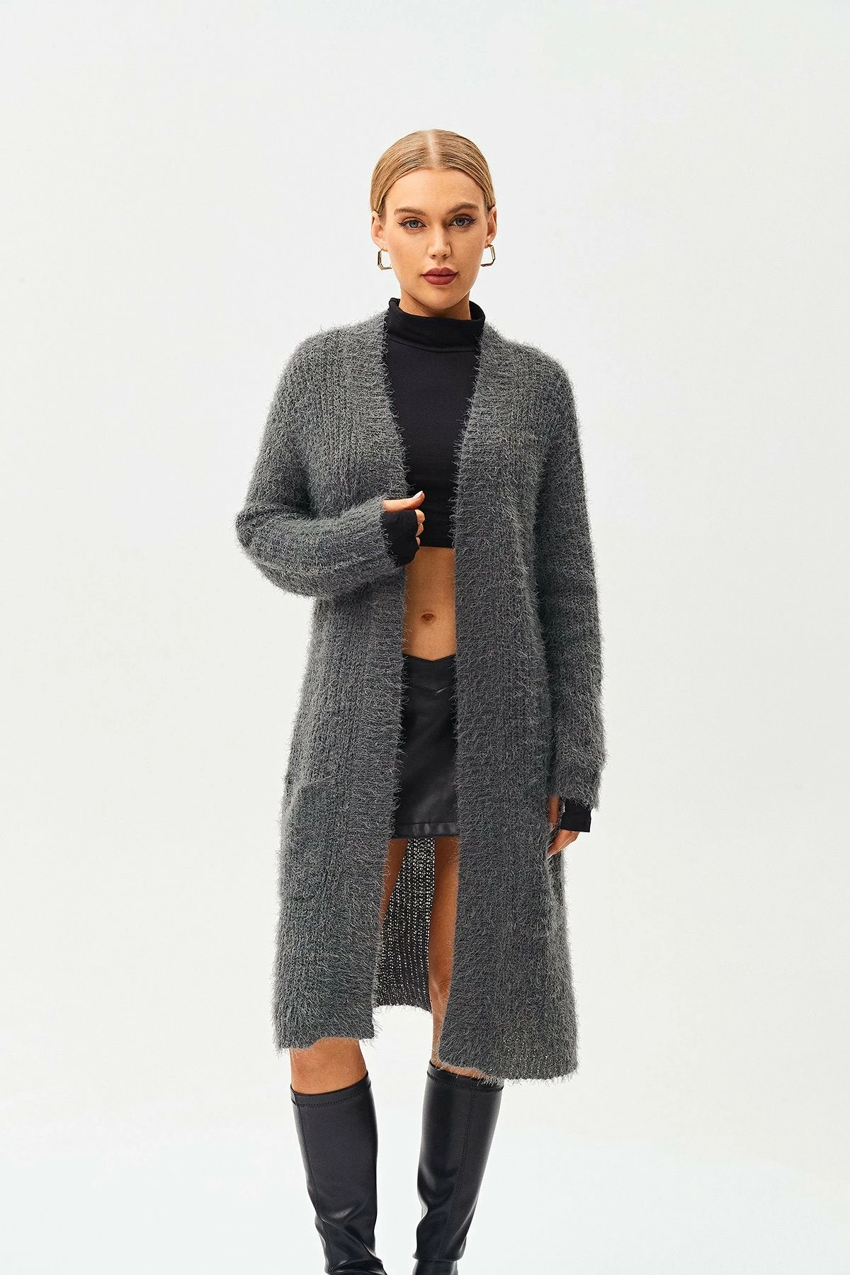 Solado Open Front Dual Pocket Long Sleeve Cardigan 1 Solado Open Front Dual Pocket Long Sleeve Cardigan