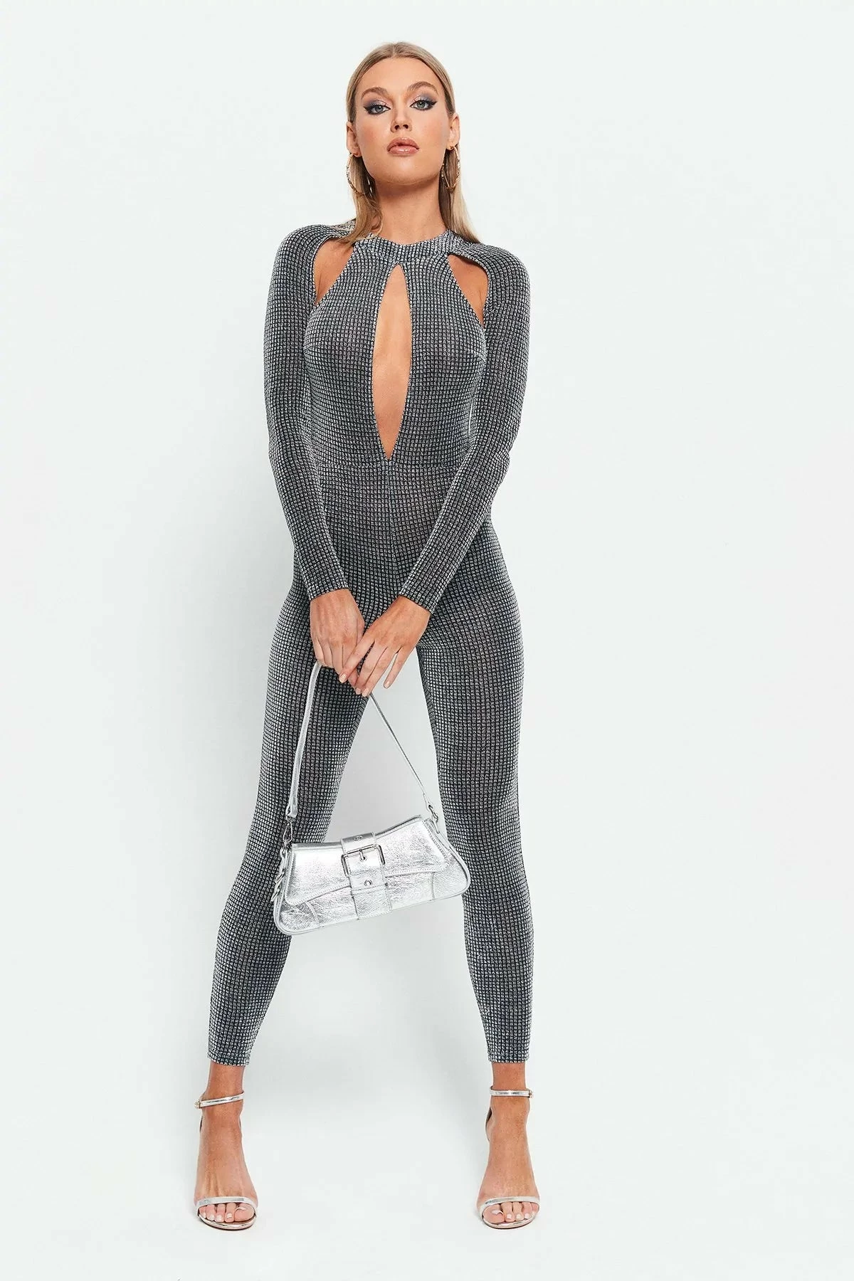 SOLADO Cut Out Sheen Long Sleeve Skinny Jumpsuit 3 SOLADO Cut Out Sheen Long Sleeve Skinny Jumpsuit - Image 3