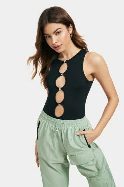 Alternative view of Solado Rhinestone Decor Cut Out Sleeveless Bodysuit