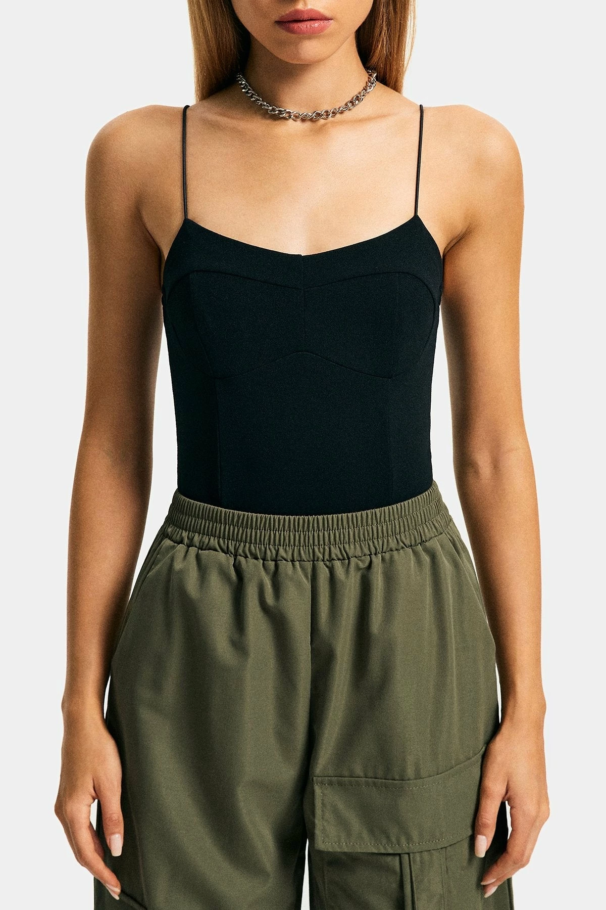 Solado Solid Splicing Backless Cami Bodysuit - Image 6