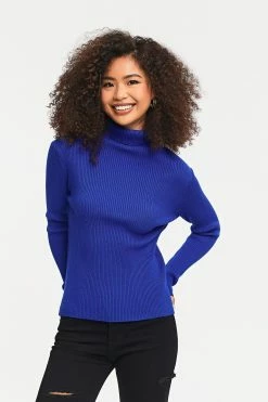 Solado High Neck Ribbed Knit Long Sleeve Solid Sweater