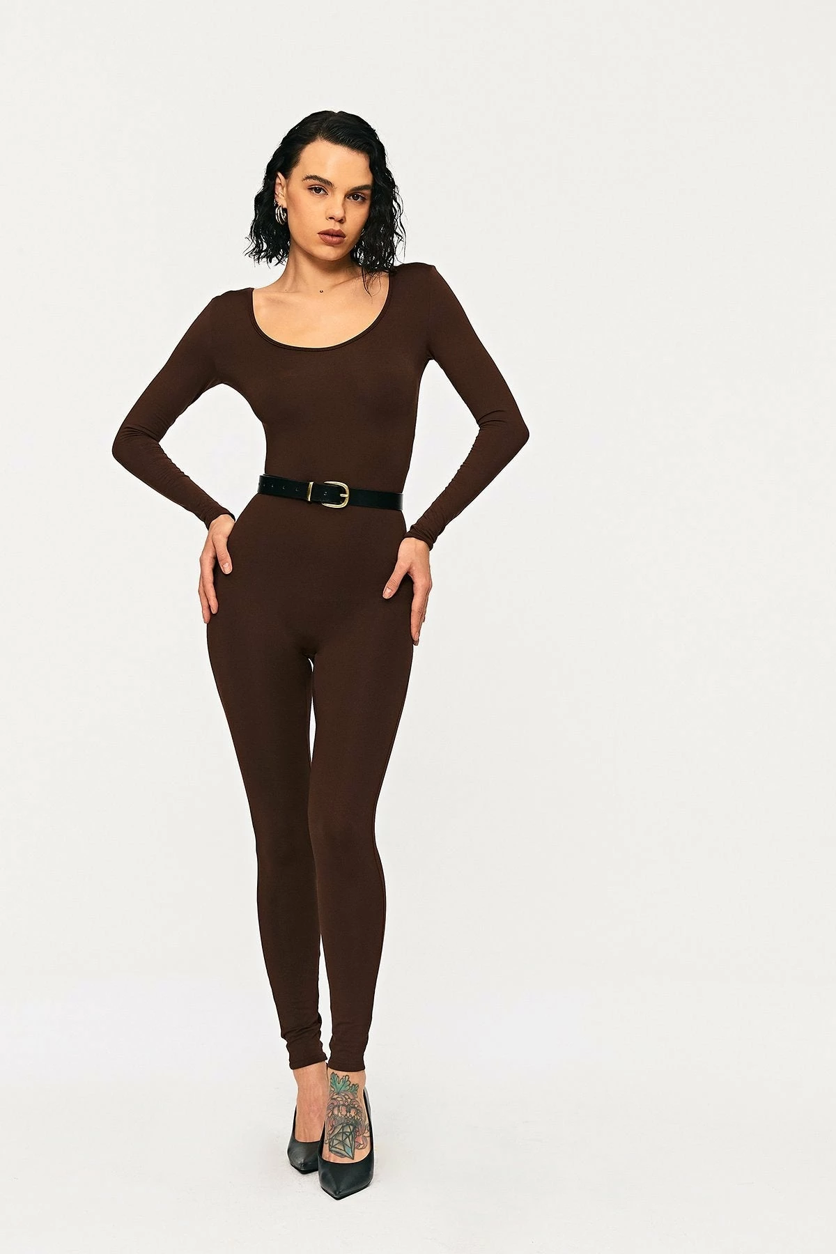 Solado U Neck Cinched Waist Long Sleeve Skinny Jumpsuit 1 Solado U Neck Cinched Waist Long Sleeve Skinny Jumpsuit