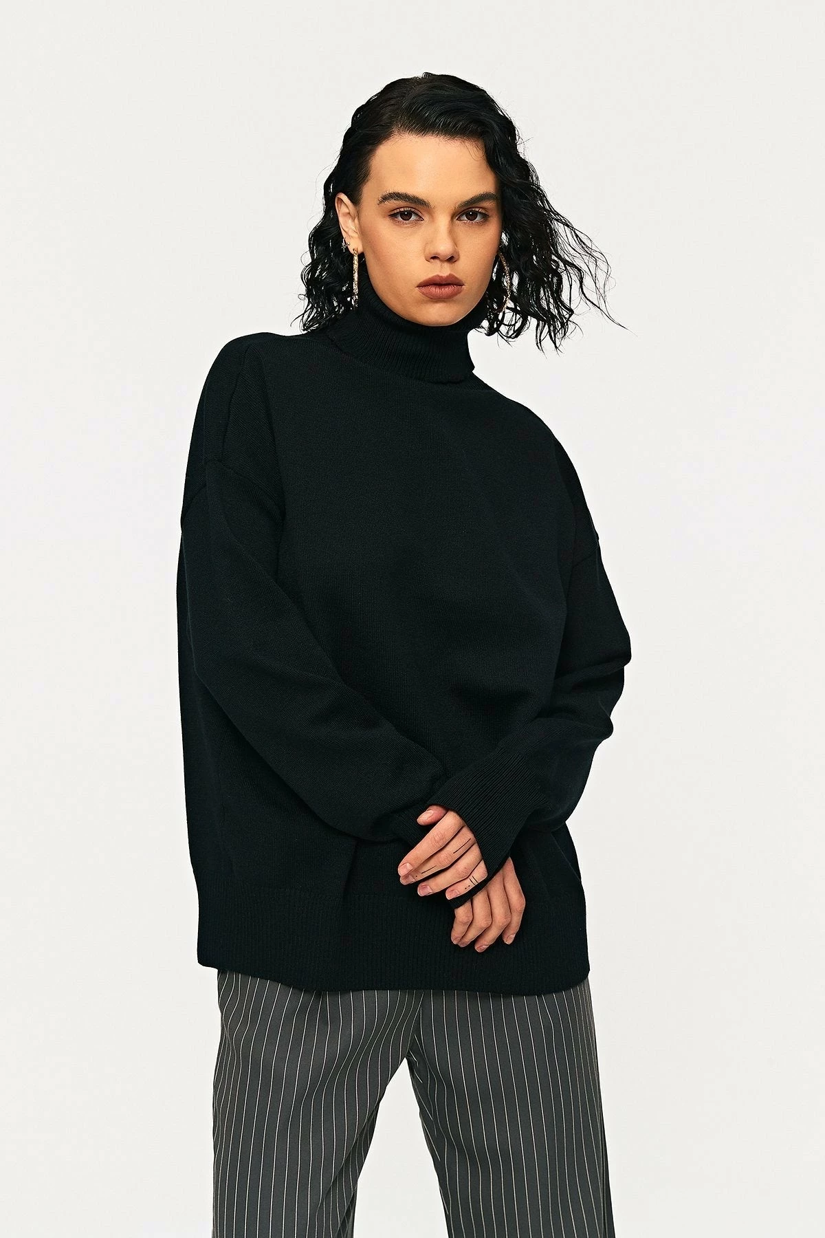 Solado High Neck Drop Shoulder Ribbed Knit Sweater 6 Solado High Neck Drop Shoulder Ribbed Knit Sweater - Image 6
