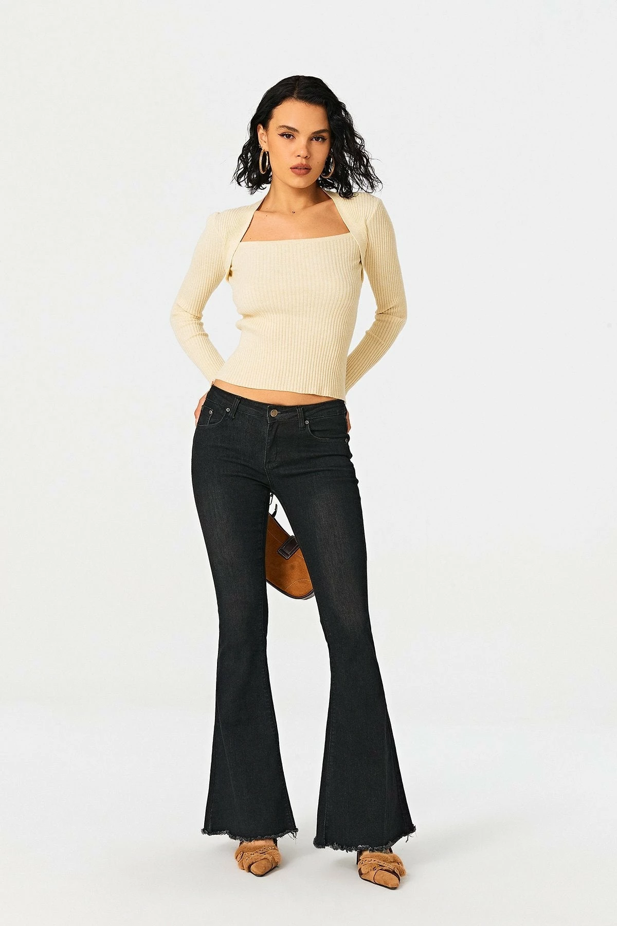 Solado Square Neck Stripe Knitted Long Sleeve Sweater - Image 4