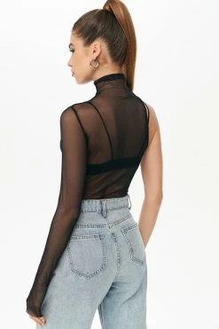 Alternative view of Solado High Neck Irregular Sleeve Mesh Bodysuit
