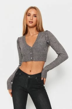 Solado Plunging Neck Detachable Long Sleeve Knitted Cardigan