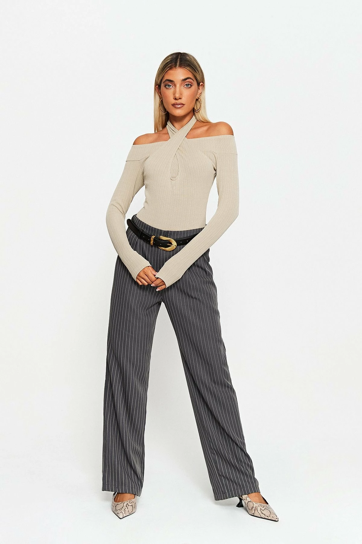 SOLADO Halter Neck Cross Over Cold Shoulder Bodysuit - Image 3