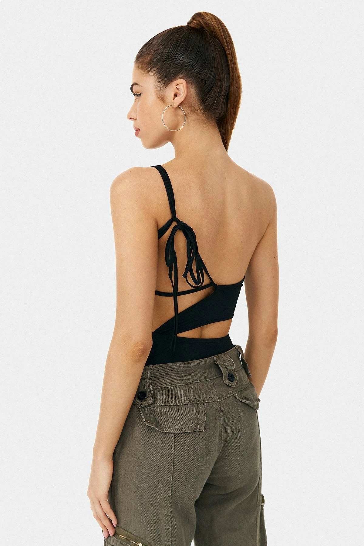 SOLADO Cut Out Lace Up Backless One Shoulder Bodysuit 2 SOLADO Cut Out Lace Up Backless One Shoulder Bodysuit - Image 2