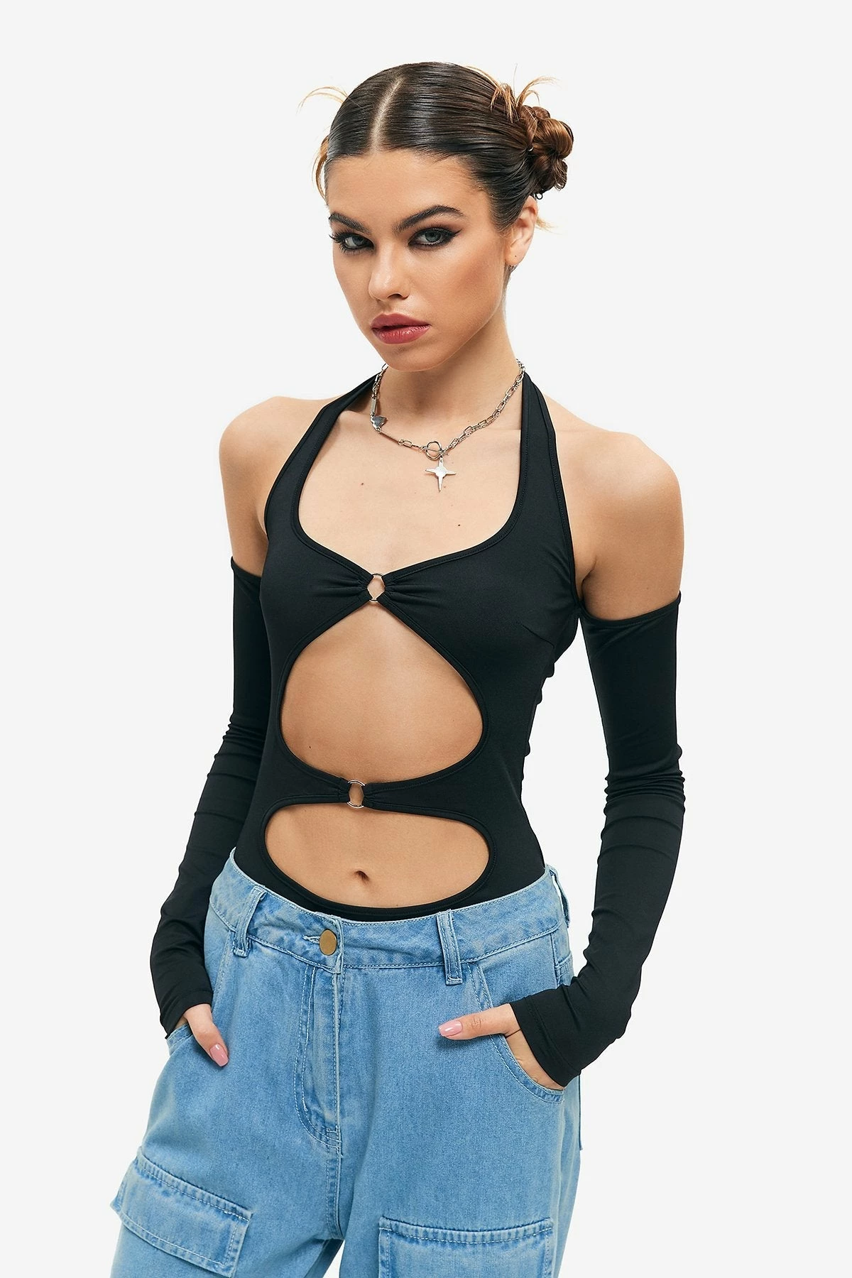 SOLADO Cut Out Cold Shoulder Backless Bodysuit 4 SOLADO Cut Out Cold Shoulder Backless Bodysuit - Image 4