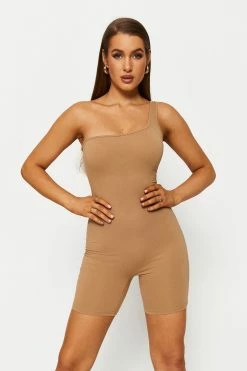 Solado One Shoulder Sleeveless Solid Romper Playsuit