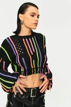 Solado Drop Shoulder Tassel Hem Sweater