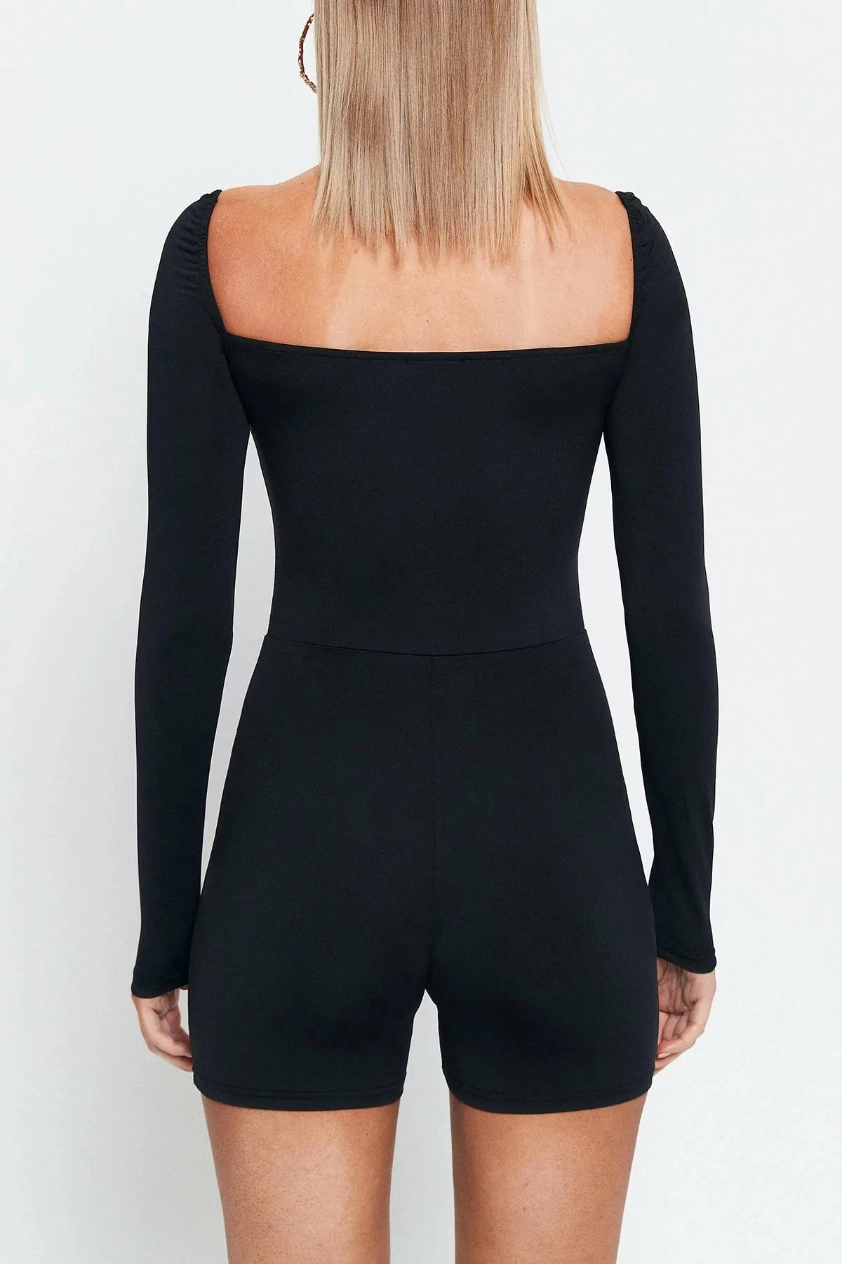 SOLADO Sweetheart Satin Splicing Long Sleeve Romper Playsuit 7 SOLADO Sweetheart Satin Splicing Long Sleeve Romper Playsuit - Image 7