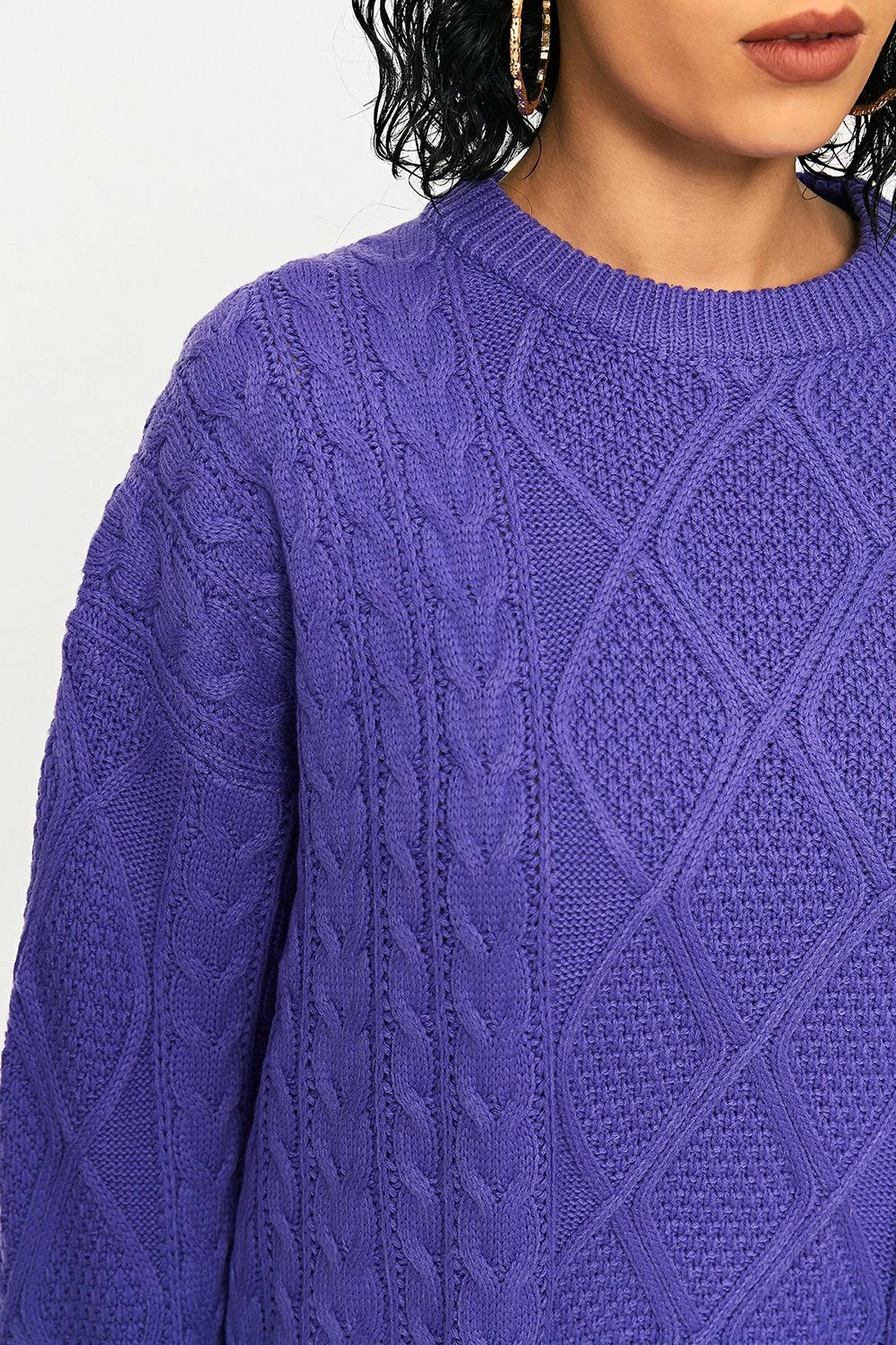 Solado Drop Shoulder Cable Knit Long Sleeve Sweater - Image 5