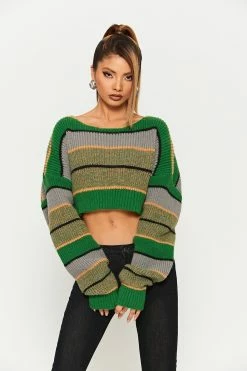 Solado Stripe Colorblock Drop Shoulder Crop Sweater