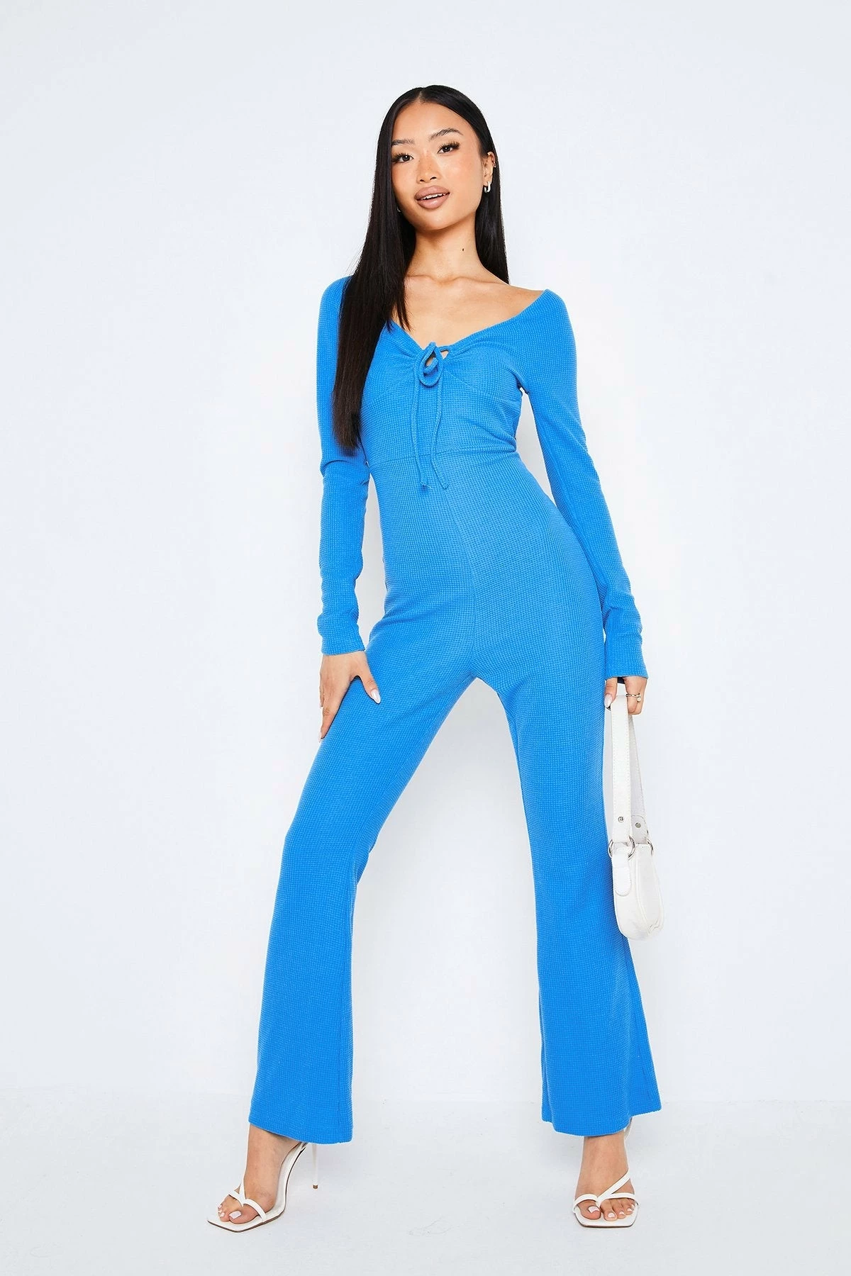SOLADO Tie Front Long Sleeve Flared Leg Jumpsuit - Image 4