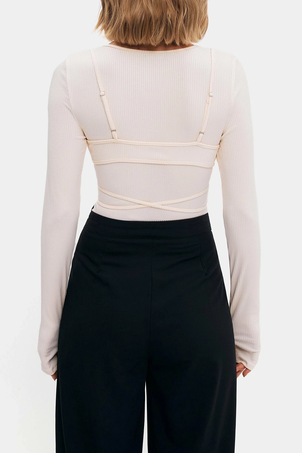 SOLADO 2pcs Cut Out Long Sleeve Solid Ribbed Bodysuit 7 SOLADO 2pcs Cut Out Long Sleeve Solid Ribbed Bodysuit - Image 7