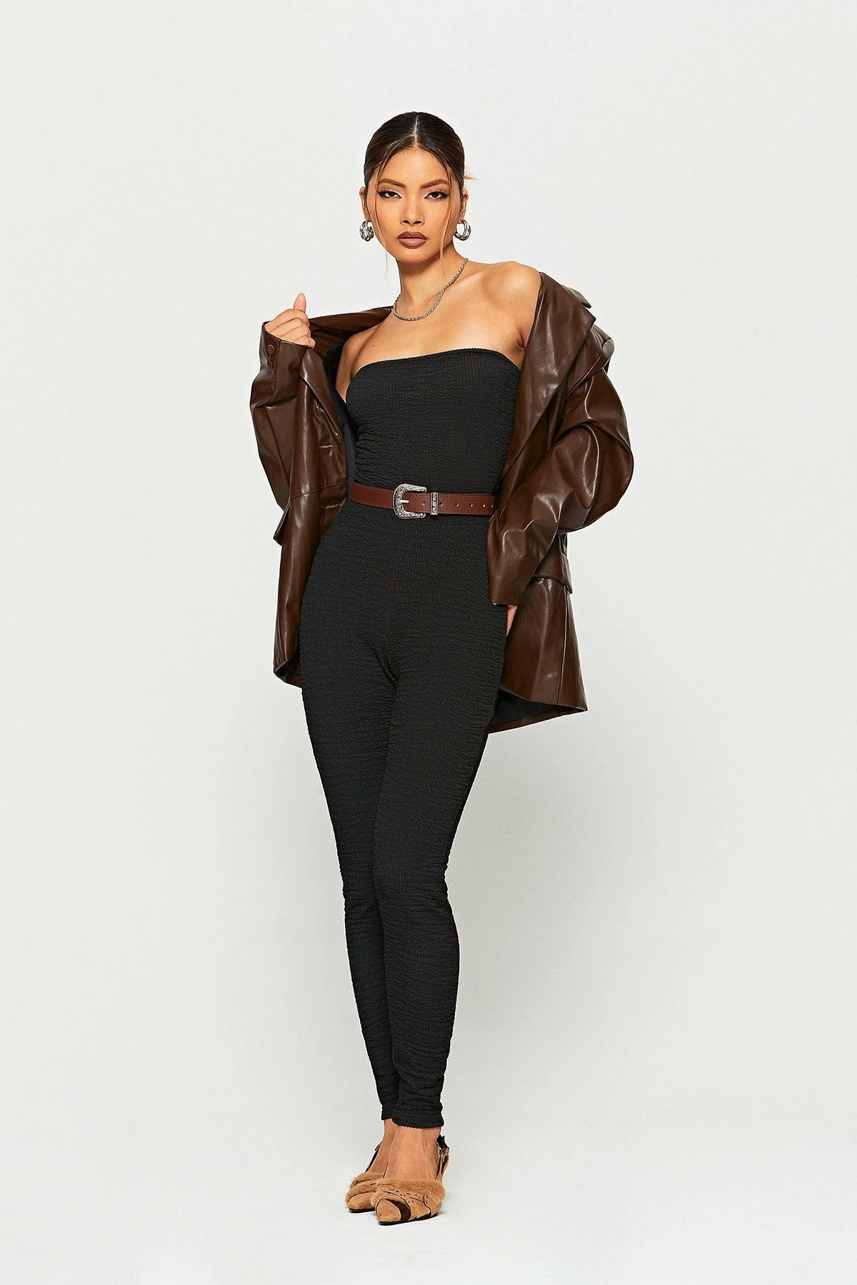 SOLADO Off Shoulder Textured Bodycon Skinny Jumpsuit 4 SOLADO Off Shoulder Textured Bodycon Skinny Jumpsuit - Image 4