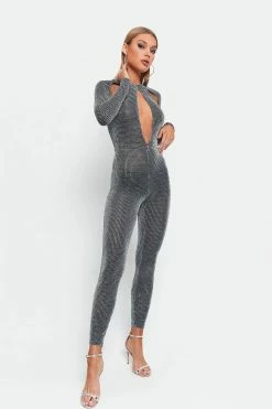 Alternative view of SOLADO Cut Out Sheen Long Sleeve Skinny Jumpsuit
