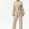 Solado Lapel Neck Tie Front Cinched Waist Jumpsuit