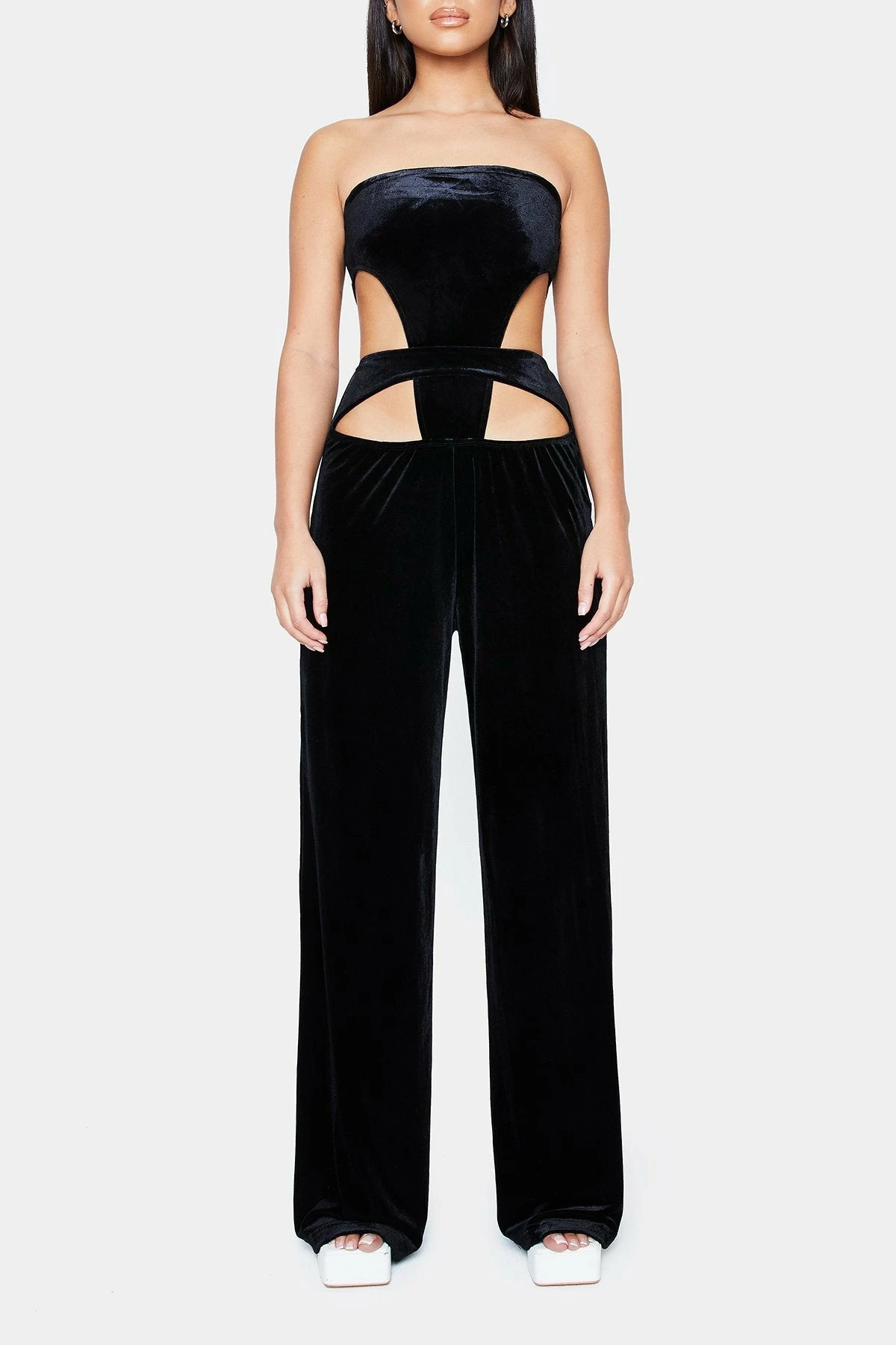 SOLADO Off Shoulder Cut Out Velvet Wide Leg Jumpsuit 6 SOLADO Off Shoulder Cut Out Velvet Wide Leg Jumpsuit - Image 6