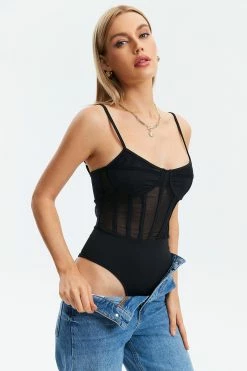 Solado Mesh Splicing Boning Backless Bodysuit