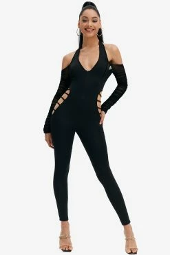 Solado Cut Out Cold Shoulder Backless Jumpsuit
