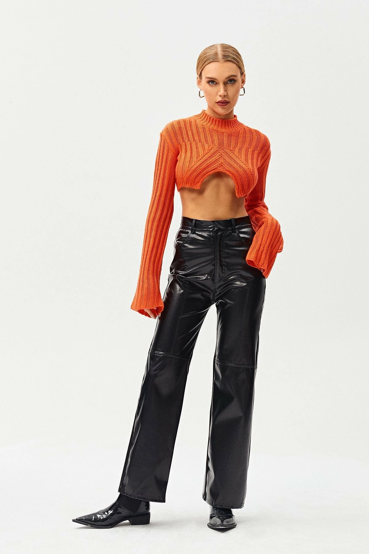 Solado Stripe Knitted Split Hem Flared Sleeve Sweater - Image 4