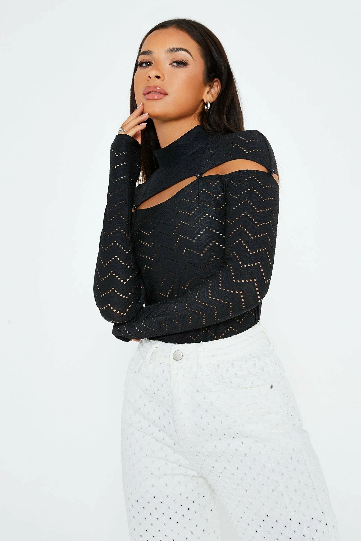 SOLADO Mock Neck Cut Out Long Sleeve Bodysuit 1 SOLADO Mock Neck Cut Out Long Sleeve Bodysuit