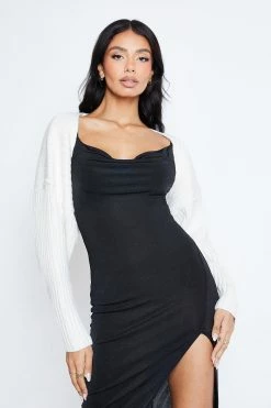 Solado Stripe Knitted Drop Shoulder Open Front Sweater