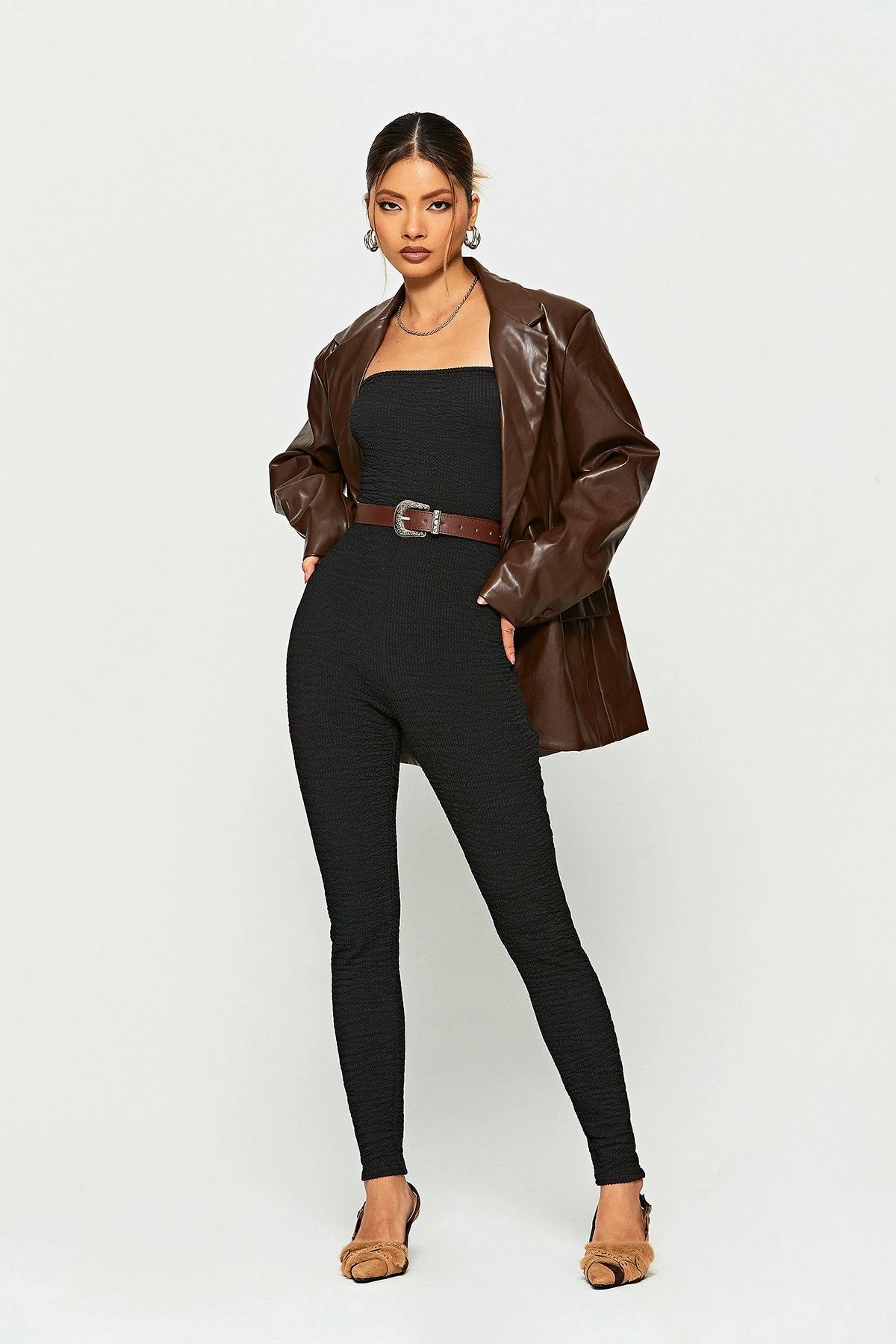 SOLADO Off Shoulder Textured Bodycon Skinny Jumpsuit 3 SOLADO Off Shoulder Textured Bodycon Skinny Jumpsuit - Image 3